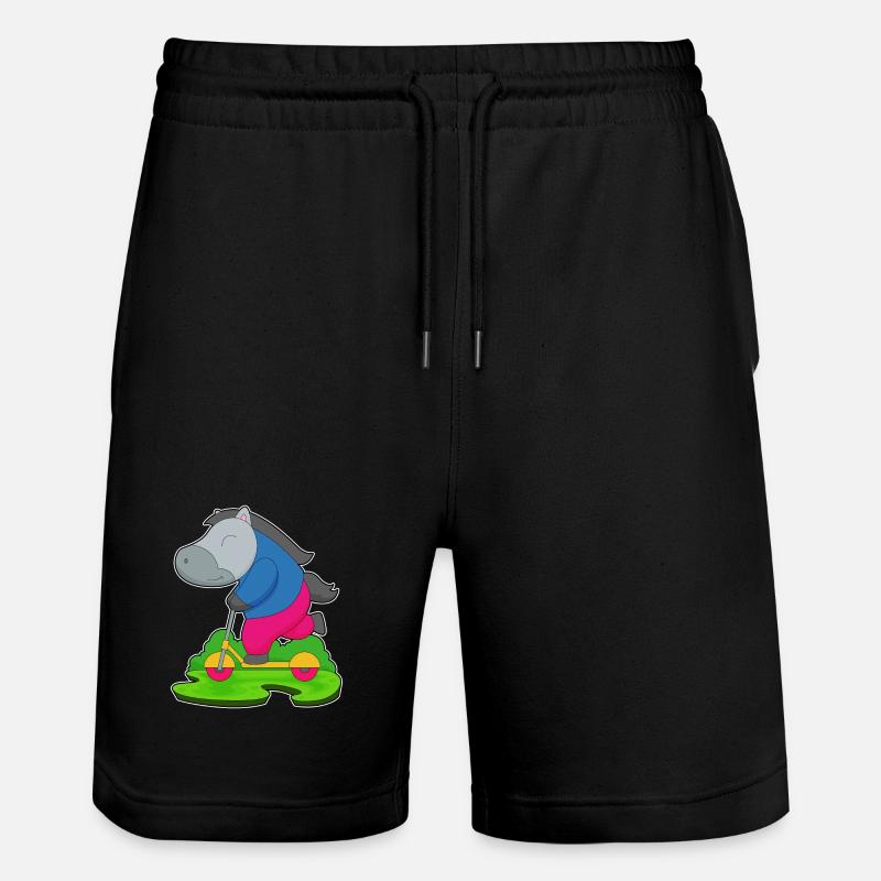 Pferd Roller - Stanley/Stella Unisex Bio Joggingshorts Trainer - Schwarz