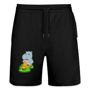 Hippo Scooter - Stanley/Stella Trainer Unisex Organic Jogging Shorts - black - Front - Nik (191cm) & Marisol (170cm)