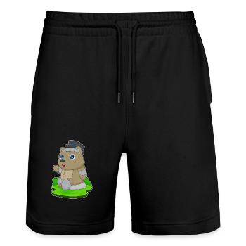 Bär Halloween Zombie - Stanley/Stella Unisex Bio Joggingshorts Trainer  - Schwarz - Vorne - Nik (191cm) & Marisol (170cm)