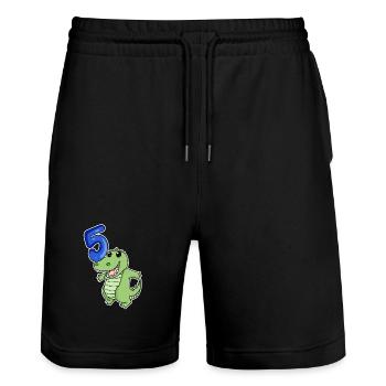5th Birthday Motif Crocodile - 5 years - Stanley/Stella Trainer Unisex Organic Jogging Shorts - black - Front - Nik (191cm) & Marisol (170cm)