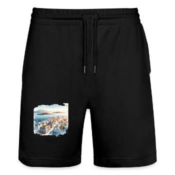 Ålesund City View Scandinavia Norway Summer - Stanley/Stella Trainer Unisex Organic Jogging Shorts - black - Front - Nik (191cm) & Marisol (170cm)