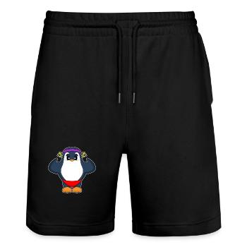Penguin Bodybuilder Bodybuilding Sport - Short de jogging bio TRAINER Stanley/Stella unisexe - noir - Devant - Nik (191cm) & Marisol (170cm)