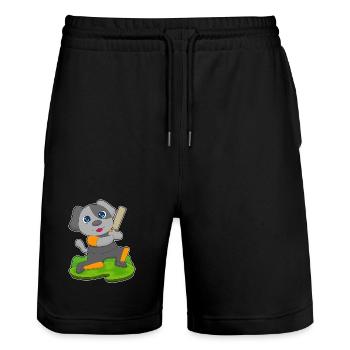 Chien Cricket Battes de cricket - Short de jogging bio TRAINER Stanley/Stella unisexe - noir - Devant - Nik (191cm) & Marisol (170cm)