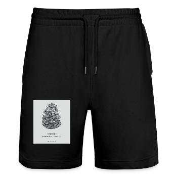 Tannenzapfen Weihnachten Skizze | Pinecone Xmas - Stanley/Stella Unisex Bio Joggingshorts Trainer  - Schwarz - Vorne - Nik (191cm) & Marisol (170cm)