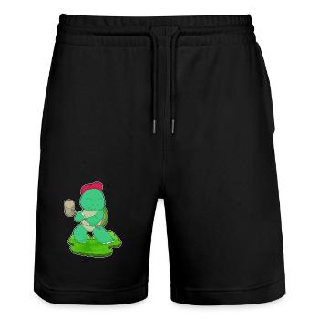 Schildkröte Handwerker Hammer Handwerk - Stanley/Stella Unisex Bio Joggingshorts Trainer  - Schwarz - Vorne - Nik (191cm) & Marisol (170cm)