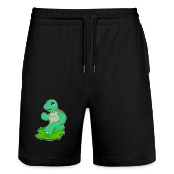 Schildkröte Jogger Joggen Sport - Stanley/Stella Unisex Bio Joggingshorts Trainer  - Schwarz - Vorne - Nik (191cm) & Marisol (170cm)