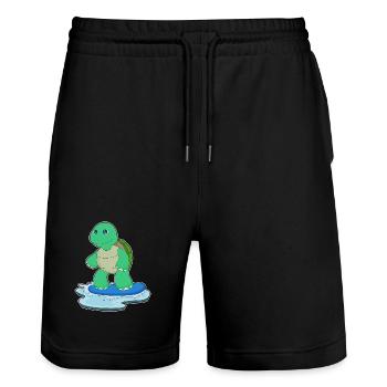 Turtle Snowboarder Snowboard - Short de jogging bio TRAINER Stanley/Stella unisexe - noir - Devant - Nik (191cm) & Marisol (170cm)