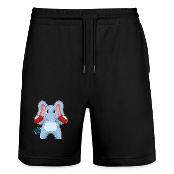 Elefant Boxer Boxhandschuhe Boxen - Stanley/Stella Unisex Bio Joggingshorts Trainer  - Schwarz - Vorne - Nik (191cm) & Marisol (170cm)