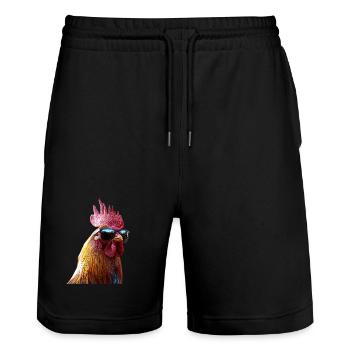 Coq Poulet Papa Poulailler Papa Poulet fermier Poulets - Short de jogging bio TRAINER Stanley/Stella unisexe - noir - Devant - Nik (191cm) & Marisol (170cm)