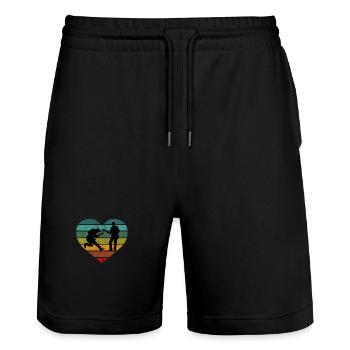 Guitare électrique Basse Coeur Retro Silhouette - Short de jogging bio TRAINER Stanley/Stella unisexe - noir - Devant - Nik (191cm) & Marisol (170cm)