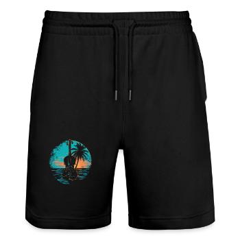 Violon Coucher de soleil - Short de jogging bio TRAINER Stanley/Stella unisexe - noir - Devant - Nik (191cm) & Marisol (170cm)
