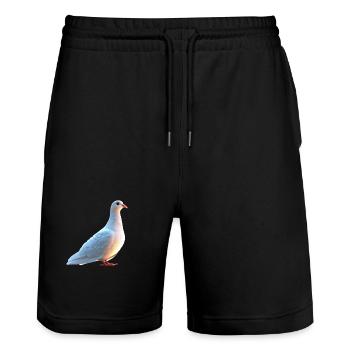 Taube Weiß Stadttaube Ringeltaube Weiße Tauben - Stanley/Stella Unisex Bio Joggingshorts Trainer  - Schwarz - Vorne - Nik (191cm) & Marisol (170cm)