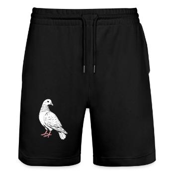 Taube Weiß Stadttaube Ringeltaube Weiße Tauben - Stanley/Stella Unisex Bio Joggingshorts Trainer  - Schwarz - Vorne - Nik (191cm) & Marisol (170cm)