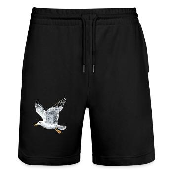 Seagull, Beach, Sea, North Sea, Baltic Sea, Herring Gull, Seagulls - Stanley/Stella Trainer Unisex Organic Jogging Shorts - black - Front - Nik (191cm) & Marisol (170cm)