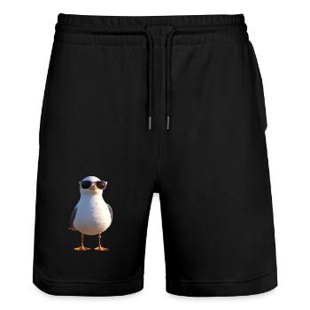 Seagull, Beach, Sea, North Sea, Baltic Sea, Herring Gull, Seagulls - Stanley/Stella Trainer Unisex Organic Jogging Shorts - black - Front - Nik (191cm) & Marisol (170cm)