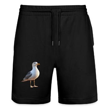 Seagull, Beach, Sea, North Sea, Baltic Sea, Herring Gull, Seagulls - Stanley/Stella Trainer Unisex Organic Jogging Shorts - black - Front - Nik (191cm) & Marisol (170cm)