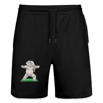 Elephant Yoga Fitness Gymnastics - Stanley/Stella Trainer Unisex Organic Jogging Shorts - black - Front - Nik (191cm) & Marisol (170cm)