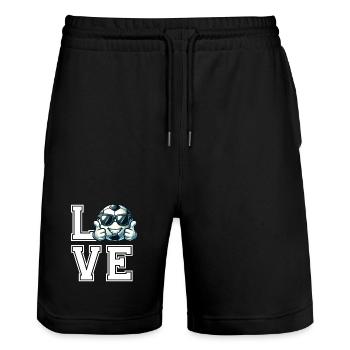 Cool Football with Sunglasses - Fan Love - Stanley/Stella Trainer Unisex Organic Jogging Shorts - black - Front - Nik (191cm) & Marisol (170cm)