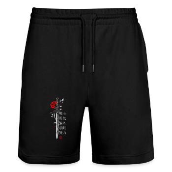 Sword Rose Japan Characters Aesthetics - Stanley/Stella Trainer Unisex Organic Jogging Shorts - black - Front - Nik (191cm) & Marisol (170cm)