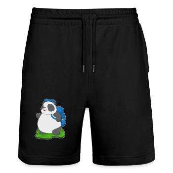 Panda Wanderer Rucksack Wandern - Stanley/Stella Unisex Bio Joggingshorts Trainer  - Schwarz - Vorne - Nik (191cm) & Marisol (170cm)