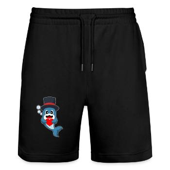 Dauphin Marié Coeur Mariage - Short de jogging bio TRAINER Stanley/Stella unisexe - noir - Devant - Nik (191cm) & Marisol (170cm)