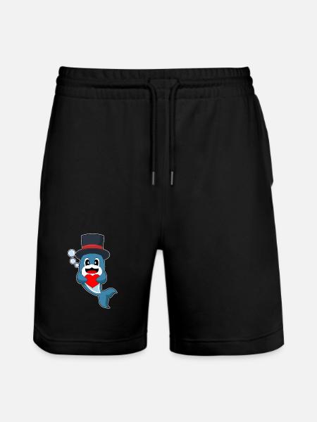 Dolphin Groom Heart Wedding - Stanley/Stella Trainer Unisex Organic Jogging Shorts - black