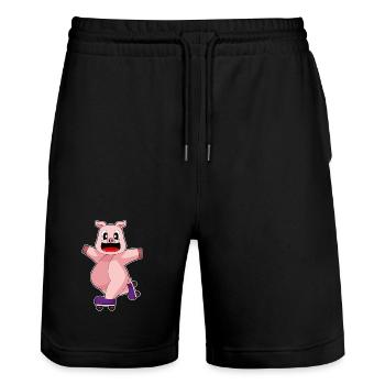 Schwein Inline skating Inline skates - Stanley/Stella Unisex Bio Joggingshorts Trainer  - Schwarz - Vorne - Nik (191cm) & Marisol (170cm)