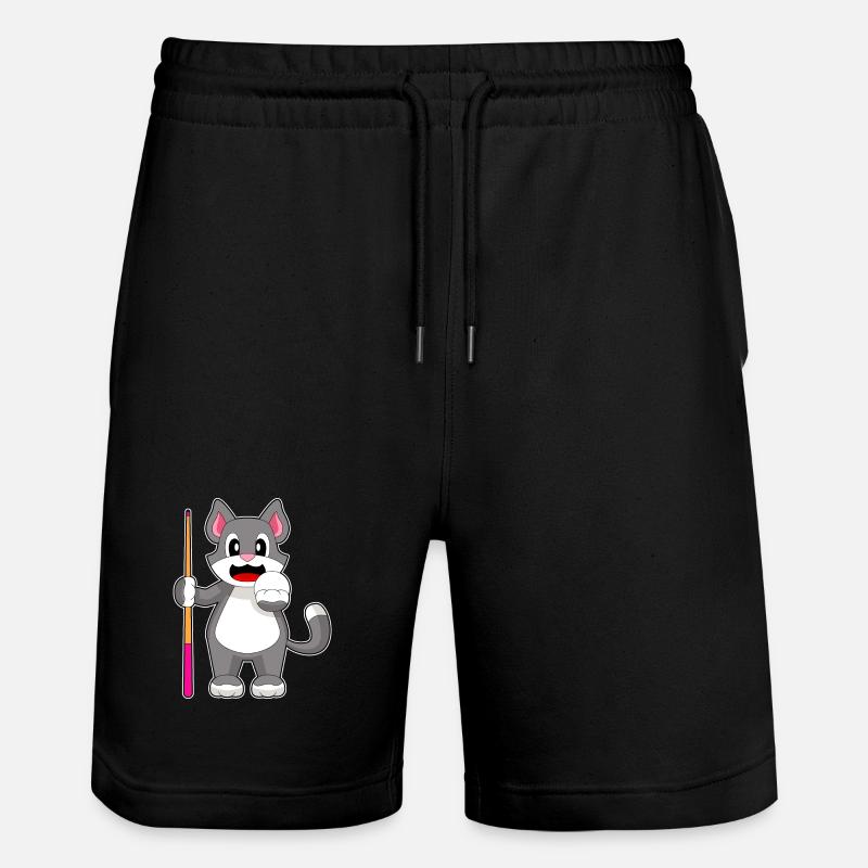 Katze Billiard Queue - Stanley/Stella Unisex Bio Joggingshorts Trainer - Schwarz