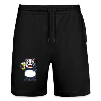 Panda Coffee to go Mug - Stanley/Stella Trainer Unisex Organic Jogging Shorts - black - Front - Nik (191cm) & Marisol (170cm)