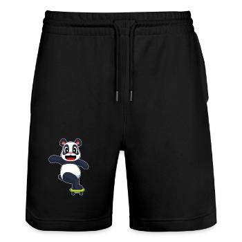 Panda Skater Skateboard - Stanley/Stella Unisex Bio Joggingshorts Trainer  - Schwarz - Vorne - Nik (191cm) & Marisol (170cm)
