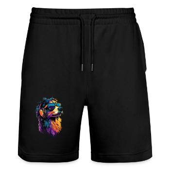 Australian Shepherd Dog Lover Cute Aussie - Stanley/Stella Trainer Unisex Organic Jogging Shorts - black - Front - Nik (191cm) & Marisol (170cm)
