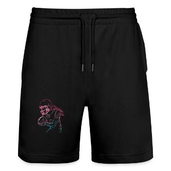 American Footballspielerin - Stanley/Stella Unisex Bio Joggingshorts Trainer  - Schwarz - Vorne - Nik (191cm) & Marisol (170cm)