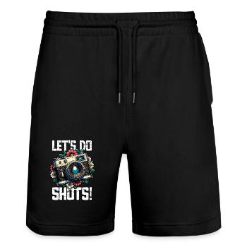 Let's Do Shots Photographer Camera Saying for - Stanley/Stella Trainer Unisex Organic Jogging Shorts - black - Front - Nik (191cm) & Marisol (170cm)