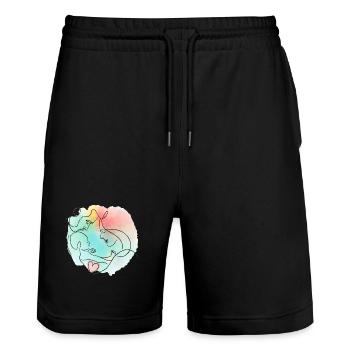 Mutter, Vater, Baby - farbenfrohes Familienmotiv - Stanley/Stella Unisex Bio Joggingshorts Trainer  - Schwarz - Vorne - Nik (191cm) & Marisol (170cm)