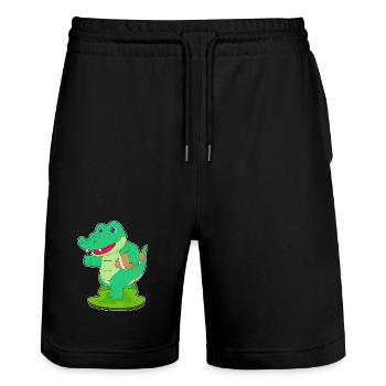 Crocodile Sports de football américain - Short de jogging bio TRAINER Stanley/Stella unisexe - noir - Devant - Nik (191cm) & Marisol (170cm)