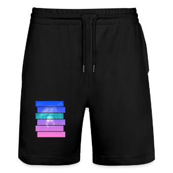 Bär - Stanley/Stella Unisex Bio Joggingshorts Trainer  - Schwarz - Vorne - Nik (191cm) & Marisol (170cm)