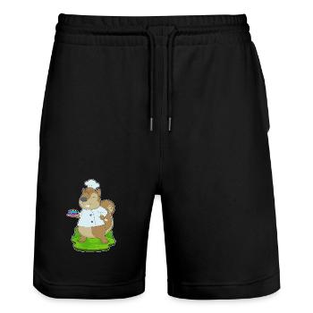 Squirrel Birthday Cake - Stanley/Stella Trainer Unisex Organic Jogging Shorts - black - Front - Nik (191cm) & Marisol (170cm)