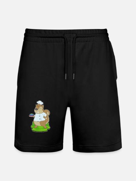Squirrel Birthday Cake - Stanley/Stella Trainer Unisex Organic Jogging Shorts - black