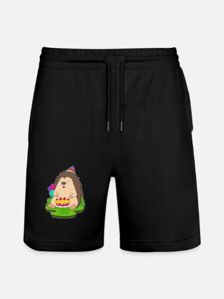 Hedgehog Birthday Cake - Stanley/Stella Trainer Unisex Organic Jogging Shorts - black