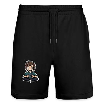 Gaming - Stanley/Stella Trainer Unisex Organic Jogging Shorts - black - Front - Nik (191cm) & Marisol (170cm)