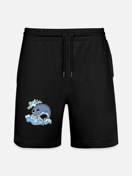 Whale Animal Ocean Graphic - Stanley/Stella Trainer Unisex Organic Jogging Shorts - black