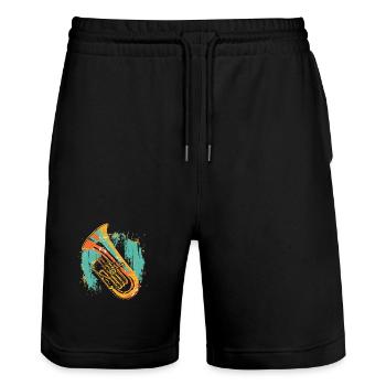 Tuba Graphic - Stanley/Stella Trainer Unisex Organic Jogging Shorts - black - Front - Nik (191cm) & Marisol (170cm)