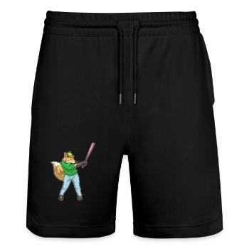 Fox Baseball Baseball Bat - Stanley/Stella Trainer Unisex Organic Jogging Shorts - black - Front - Nik (191cm) & Marisol (170cm)