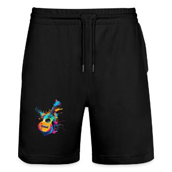 Ukulele Street Art - Stanley/Stella Trainer Unisex Organic Jogging Shorts - black - Front - Nik (191cm) & Marisol (170cm)