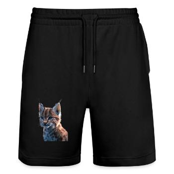 Lynx Chat sauvage Grands chats Chats Mignon Lynx - Short de jogging bio TRAINER Stanley/Stella unisexe - noir - Devant - Nik (191cm) & Marisol (170cm)