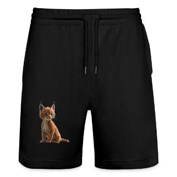 Lynx Chat sauvage Grands chats Chats Mignon Lynx - Short de jogging bio TRAINER Stanley/Stella unisexe - noir - Devant - Nik (191cm) & Marisol (170cm)