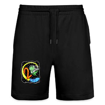 2 Birthday Motif Astronaut - Two Years Old - Stanley/Stella Trainer Unisex Organic Jogging Shorts - black - Front - Nik (191cm) & Marisol (170cm)