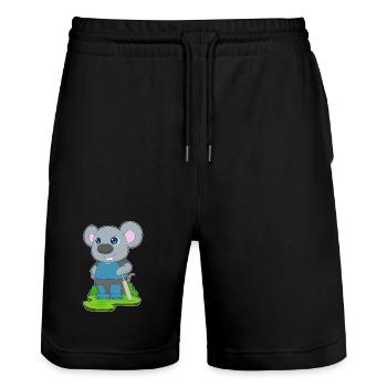 Maus Cricket Cricketschläger - Stanley/Stella Unisex Bio Joggingshorts Trainer  - Schwarz - Vorne - Nik (191cm) & Marisol (170cm)