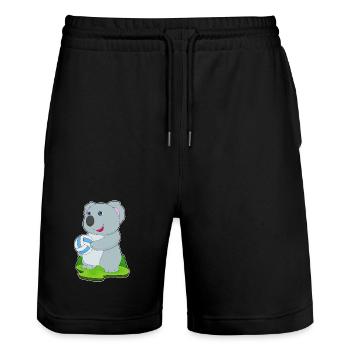 Koala Volleyball Player Volleyball - Stanley/Stella Trainer Unisex Organic Jogging Shorts - black - Front - Nik (191cm) & Marisol (170cm)