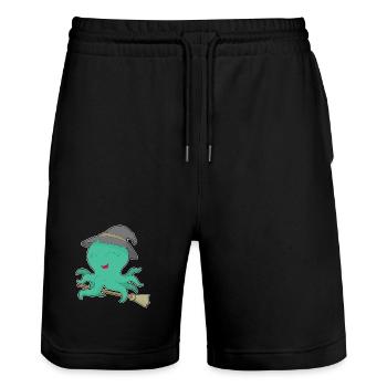 Octopus Witch Broom - Stanley/Stella Trainer Unisex Organic Jogging Shorts - black - Front - Nik (191cm) & Marisol (170cm)